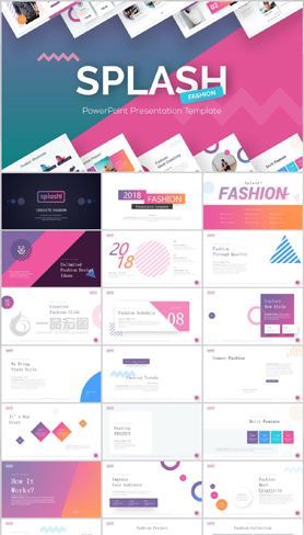 粉色紫色ios美式风格商务时尚炫酷通用ppt模板